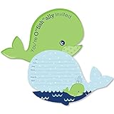 Tale of a Whale – Shaped fill-in招待状 – ベビーシャワーまたは誕生日パーティー招待カード封筒付き – 12のセット