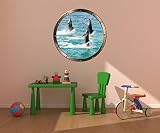 24 "舷窓出荷ウィンドウOcean Sea Viewボトル鼻Dolphins # 3ピューターラウンド壁グラフィックKidsデカール赤ちゃん部屋ステッカーホームアート飾りMedium