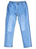 Plus Nao(プラスナオ) 子供用 デニムパンツ ジーンズ Gパン スキニージーンズ スーパーストレッチ ウエストゴム アジャスター付き ロングパ 140 ブルー