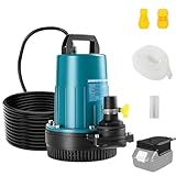 水中ポンプ 充電式 マキタ18Vバッテリー互換性 550W 底部入水式 揚程12m 強力排水 4 m³/h 10mホース・2サイズアダプター付属 電源コード5m 清水用 軽量 ブラシレス 潜水ポンプ 水族館の給排水/ガーデニング/地下室/プール/灌漑/洗車/池水の循環 に最適【本体のみ・バッテリーと充電器別売】
