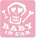 imoninn BABY in car ステッカー　【マグネットタイプ】　No.31　ガイコツさん　（ピンク色）