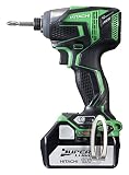 日立工機 18V コードレスインパクトドライバー 充電式 3.0Ahリチウムイオン電池、充電器、予備電池、ケース付 グリーン WH18DDL(2LSCK)(L)