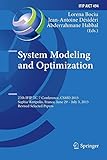 System Modeling and Optimization: 27th Ifip Tc 7 Conference, Csmo 2015, Sophia Antipolis, France, June 29 - July 3, 2015, Revised Selected Papers (IFIP Advances in Information and Communication Technology)