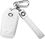アルファード30系後期 専用 アルファード ヴェルファイア30系 40系 後期 前期 トヨタ スマート キーケース キーホルダー キーカバー ビジネス 専用 防塵 耐衝撃 レザー 窓あり マーク見える 新型改良 6ボタン (ホワイト-1)