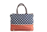 【ブリッジアクロス】　マザーズバッグ　斜め掛けOKショルダー付　軽量　ママ友　多機能　ドット柄　ネイビー