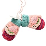 1ペア子供用'冬グローブニットミトンスリング( 0 – 3歳) Snailピンク
