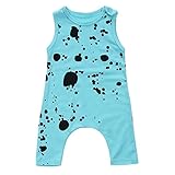 Domybestベビー服 ロンパース　夏　女の子ボディスーツ　赤ちゃんカバーオール　袖なし　ブルー　可愛い　カジュアル　新生児　出産祝い