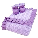 Trend Lab Lilac and Plum Swirl Velour Luxe Blanket and Booties Gift Set (21181) by Trend Lab