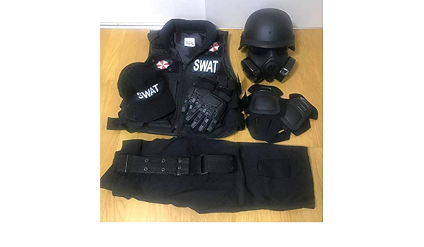 Amazon Swat 装備 セット ハロウィン サバゲー コスプレ ベスト ガスマクス タクティカル バイオハザード タクティカルベスト 通販