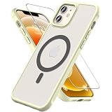 Hensinple iPhone 12/12 Pro ケース 【MagSafe対応・ガラスフィルム付き】 iPhone12 ケース 半透明 マット感 黄ばみなし いphone12 pro ケース 耐衝撃 滑り止め 指紋防止 黄ばみなし アイフォン12ケース マグネット搭載 マグセーフ対応 ストラップホール付き iPhone 12/12 Pro スマホケース 6.1インチ用 ホワイト