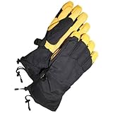 Bob Dale 80-9-041101-L Tan Deerskin Gauntlet Ski Glove, Large, Black/Yellow by Bob Dale