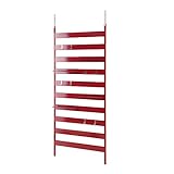 ラダーラック 幅86 突っ張りラダーラック 壁面収納 突っ張りパーテーション 日本製 レッド 棚付き