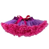 YukeBaby TUTU チュールスカート キッズ パニエ こども用 演出服 ダンス用 バレエ用 コスチューム 発表会 仮装 (ペッティスカートピンクパープル)