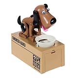 whitelotous新しいかわいいStealingコインお金ボックス犬貯金箱ストレージブラウン/ブラック
