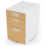 チェスト キャビネット 鍵付き キャスター フルスライドレール 3段 幅120cm ホワイト×ナチュラル