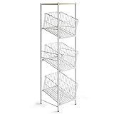 ランドリーワゴン スリム 3段 おしゃれ 大容量 棚付きランドリーバスケット ALCO（アルコ） 3段タイプ ナチュラル×ホワイト