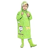 Plus Nao(プラスナオ) レインコート フード付き ランドセル用マチ付き 子供用 レインウエア 雨がっぱ 防水 撥水 雨具 キッズ ジュニア 男の XL グリーン