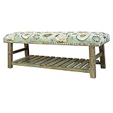 Crestview Collection CVFZR1307 Hillcrest Rustic Frame & Pattern Bench Pinewood Chair [並行輸入品]