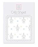 SwaddleDesigns Cotton Flannel Fitted Crib Sheet, Space Friend, Pastel Blue [並行輸入品]
