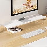 Iuseike モニタースタンド モニター台 卓上 モニター スタンド 木製天板 アクリル製脚 高さ調整可能 安定 頑丈 卓上収納 monitor stand モニタースタンド PC台 机上ラック モニタスタンド モニター 台 (70cm,ホワイト)