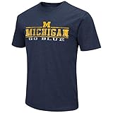 Michigan Wolverines大人用NCAAソフトヴィンテージロゴTシャツ – ネイビー X-Large