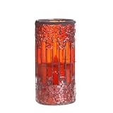 家印象　LEDキャンドル　間接照明　モザイクのガラス　カラフル 　癒しの灯り 4h/8h消灯タイマー エコ 省エネ インテリア パーティー ホテル　3*6インチ　オレンジレッド