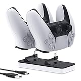 Auarte PS5用コントローラー充電器 デュアルチャージ ワイヤレス充電ドックステーション Sony PS5 DualSenseコントローラー用 取り外し可能なデュアルUSB高速充電スタンド DualSenseプレイステーション5コントローラー用