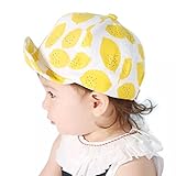 Spinas(スピナス) キッズ ベビー 帽子 キャップ フルーツ レモン 柄 つば かわいい 日よけ UVカット 熱中症 防止 おでかけ 男の子 女の子 全2色 ホワイト ブルー (ホワイト)
