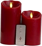 Set of 2 Luminara Red Flameless Candles: 3.75x5 3.75x7 Cinnamon Luminara Flameless Candles with Time