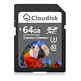 Cloudisk 64 GB SDカード SDXCカード UHS-I メモリカード クラス10、U 3、V 30、4 K UHD、SDカード (64GB)