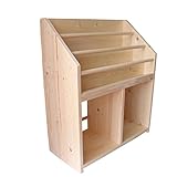 Make Woood！ (メイクウッド) ハンドメイド 絵本棚 キッズブックシェルフ【完成品】ハンドメイド 木の香りと温かみのある雰囲気 ナチュラル 素材 ワイド60cm 上段丸棒・間仕切り Cタイプ (ICO-BKSF/W60C)