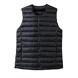 HCAWRNAP ダウンベスト メンズ ライト ノーカラー インナーダウン ベスト 襟なし ウルトラライトベスト Uネック Vネック 2way 軽量 暖かい 防寒 秋 冬 春 HC21 (JP, アルファベット, XL, ブラック)