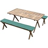 Rocking Table(ロッキングテーブル)  デラックスピクニックテーブル 3点セット 150幅 ダークブラウン クッション(グリーン)付き RXPT-150DB-C-GR