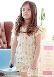 【あるこんたるこん】 ナチュラルコットン ベビー キッズ ジュニア ルームウェア ペイン 女の子 パジャマ 3分袖 ショートパンツ(80)