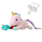 unibetter取り外し可能ベビーおしゃぶりホルダーおしゃぶりクリップTeetherホルダーUnicorn Plush Rattles Toy 2おしゃぶりfor Toddlers幼児新生児ベビー 