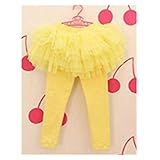 WIN 多層チュチュスカート付きレギンス スカッツ「子供服 女の子/キッズ/子ども/子供/レギンス付きスカート/チュールスカート/チュチュ (100cm, イエロー)