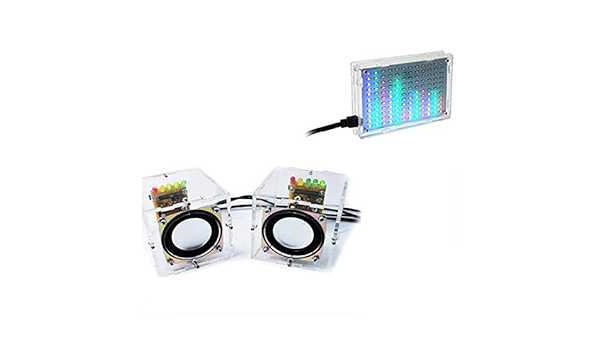 Amazon Toogoo 透明なステレオスピーカーボックスdiyキットサウンドアンプ Ledカラフルな音楽スペクトル付き Toogoo スピーカー