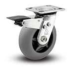 Shepherd Prism Series 6 Diameter TPR Donut Wheel Total Lock Brake Caster, 4-1/2 Length x 4 Width Pla