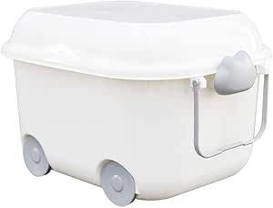 Amazon Co Jp Sowatt 積み重ね可能なおもちゃオーガナイザーボックス ホイール付き おもちゃ収納ボックス キャスター付き 回転 おもちゃボックス 15l おもちゃ収納ボックス 蓋付きバスケット ホワイト ホーム キッチン