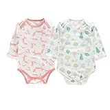 Simple Plan　ベビー　2枚組　北欧　ボディースーツ　長袖　ローンパス　100%綿製　お肌に優しい　動物柄　5サイズ選択可能　0～2歳 (60, A)