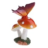 Flameer マイクロ景観装飾　キノコ　ミニチュア ドールハウス　インテリア　ガーデニング　飾り物　樹脂　全8種選択 - バタフライオレンジキノコ