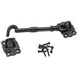 IRONMONGERY WORLD Ironmongery WorldブラックアンティークCast Iron Fancy Heavyキャビンフックと目Shedゲートドアラッチロック/ 100 mm (