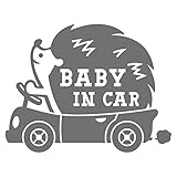 imoninn BABY in car ステッカー　【シンプル版】　No.37　ハリネズミさん　（シルバーメタリック）