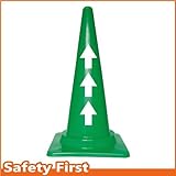 Safety First 直進矢印 文字入りカラーコーン 緑 (片面)
