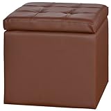 レザースツール (ブラウン) 収納スツール オットマン