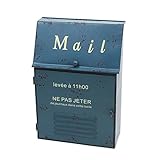 ポスト 郵便受け 郵便ポスト 新聞受け アイアン メタルスリム ブルー 壁掛け ダメージ レトロ アンティーク加工