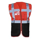 (ヨーコ) Yoko メンズ 高視認性 夜光/蛍光/光反射 安全 セーフティーベスト 男性用 (2XL) (レッド/ブラック)