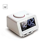 Alarm Clock, Homtim Digital Bedroom Large Display Alarm Clock with Dual Port USB Charger and Tempera