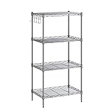 IEADA ラック 収納 スチールラック メタルシェルフ 幅45×奥行30×高さ90cm ポール径19mm 4段 耐荷重60kg 防サビ シルバー