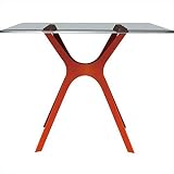 ニチエス　Ｄ.ｄ　ディーディー　ベラテーブル　80×80　/　ガラス天板+レッドベース